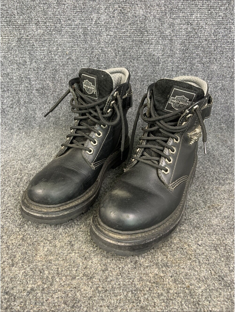 Harley-Davidson Women's 84260 Black Round Toe Lace Up Riding Boots - Size 8